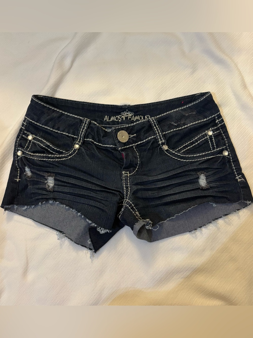 Almost Famous Dark Wash Low Rise Y2K Shorts